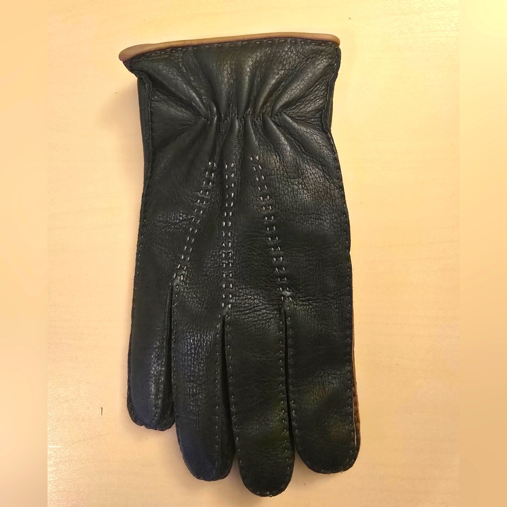 Barneys New York men's leather gloves 100% cashmere size 10
